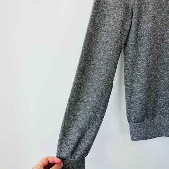 Joseph Silver Grey Glitter Sparkle Wool Blend Knit Long Sleeve Polo Shirt UK M - Picture 4 of 13